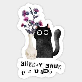 Black Witches Cat Creepy Cute Sticker